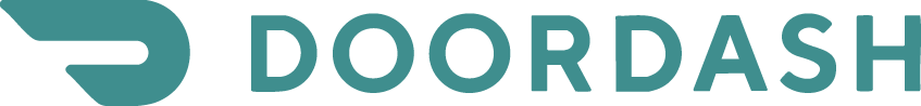 DoorDash logo with teal icon and black text.