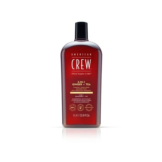 American Crew Ginger & Tea 3-In-1 Shampoo, Conditioner and Body Wash 1L