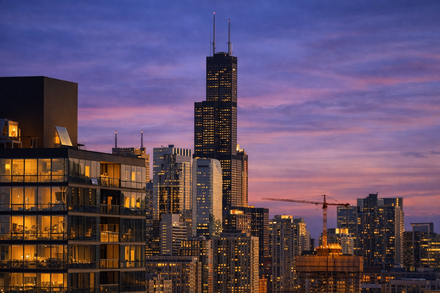 Chicago skyline twilight real estate photography