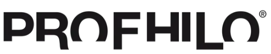 Profhilo logo on a black background.