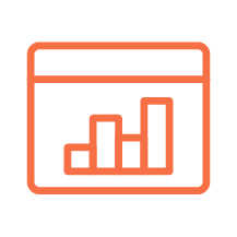 Stylized icon of a webpage displaying a bar chart with four vertical bars of increasing height.