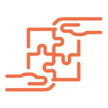 Abstract orange maze-like line drawing on a black background.