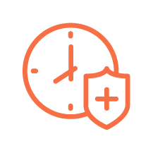 Clock with a shield icon indicating protection or security