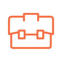 Outline of a briefcase or bag with a handle on top and two buckles on the front