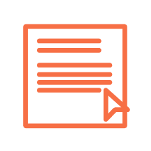 Icon of a document with lines of text and a cursor arrow.