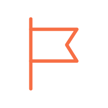 An orange flag icon on a black background.
