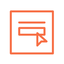 Icon of a computer screen with a text box and a cursor pointer