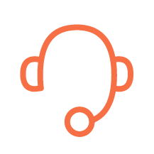 Outline of a headset with a microphone.