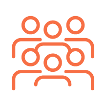 Icon of five stylized human figures arranged in a group.