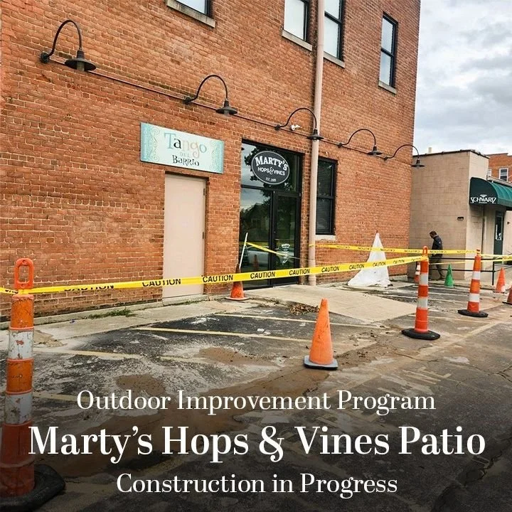 Exciting news! Construction is underway at Marty’s Hops and Vines patio