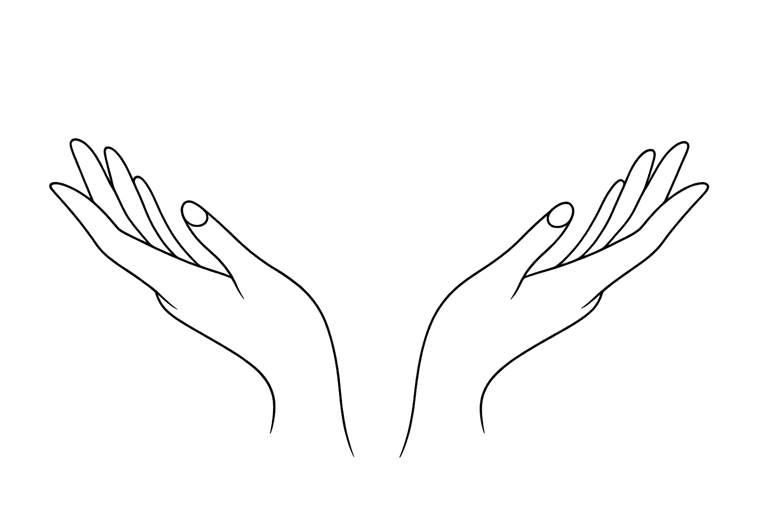 Outline of two hands positioned as if holding or supporting something.
