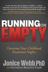 Book cover titled 'Running on Empty' by Jonice Webb, PhD, with Christine Musello, PsyD, focusing on overcoming childhood emotional neglect.