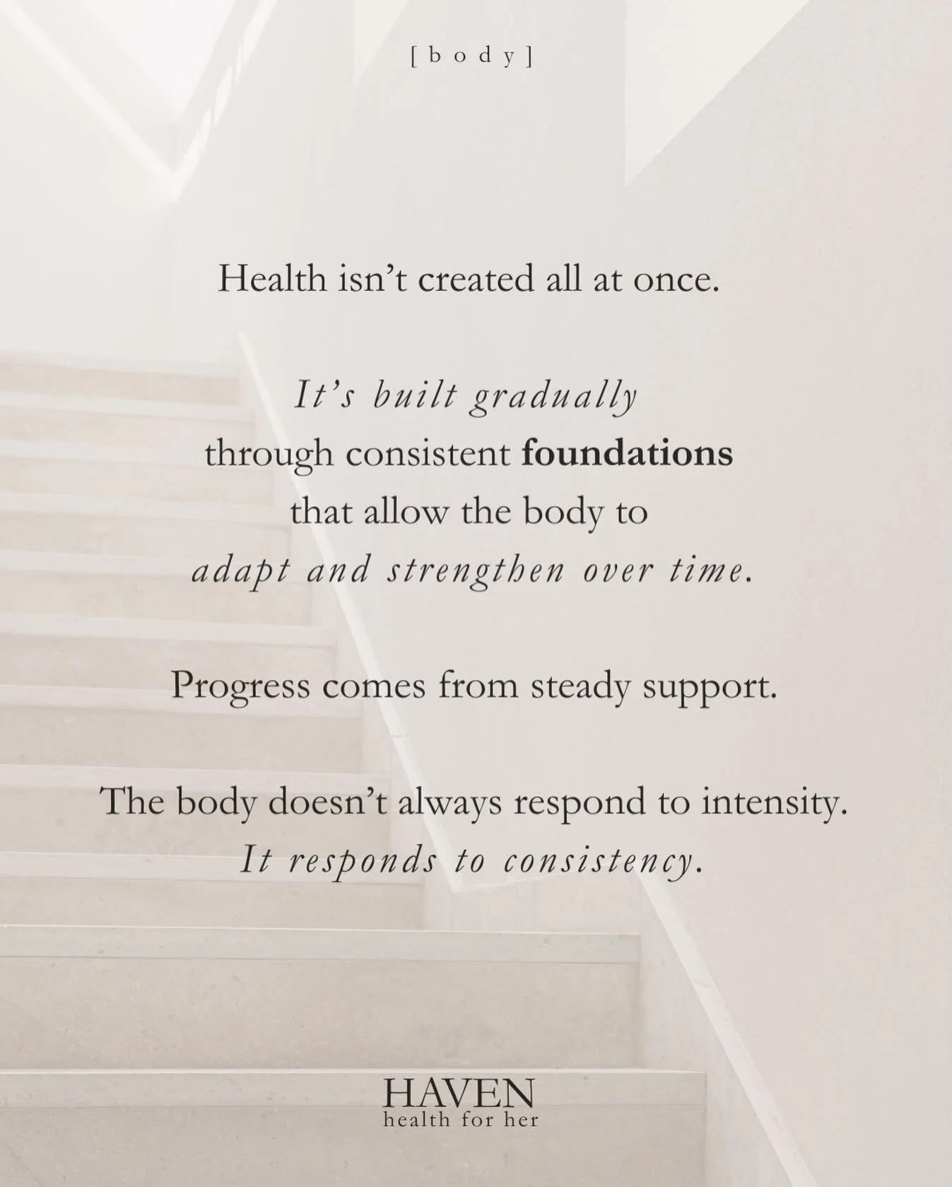 The body responds best to care that is applied thoughtfully, consistently, and over time.

I see this over and over again in practice.

Sustainable wellness isn&rsquo;t built through extreme protocols or short bursts of intervention.
It&rsquo;s built