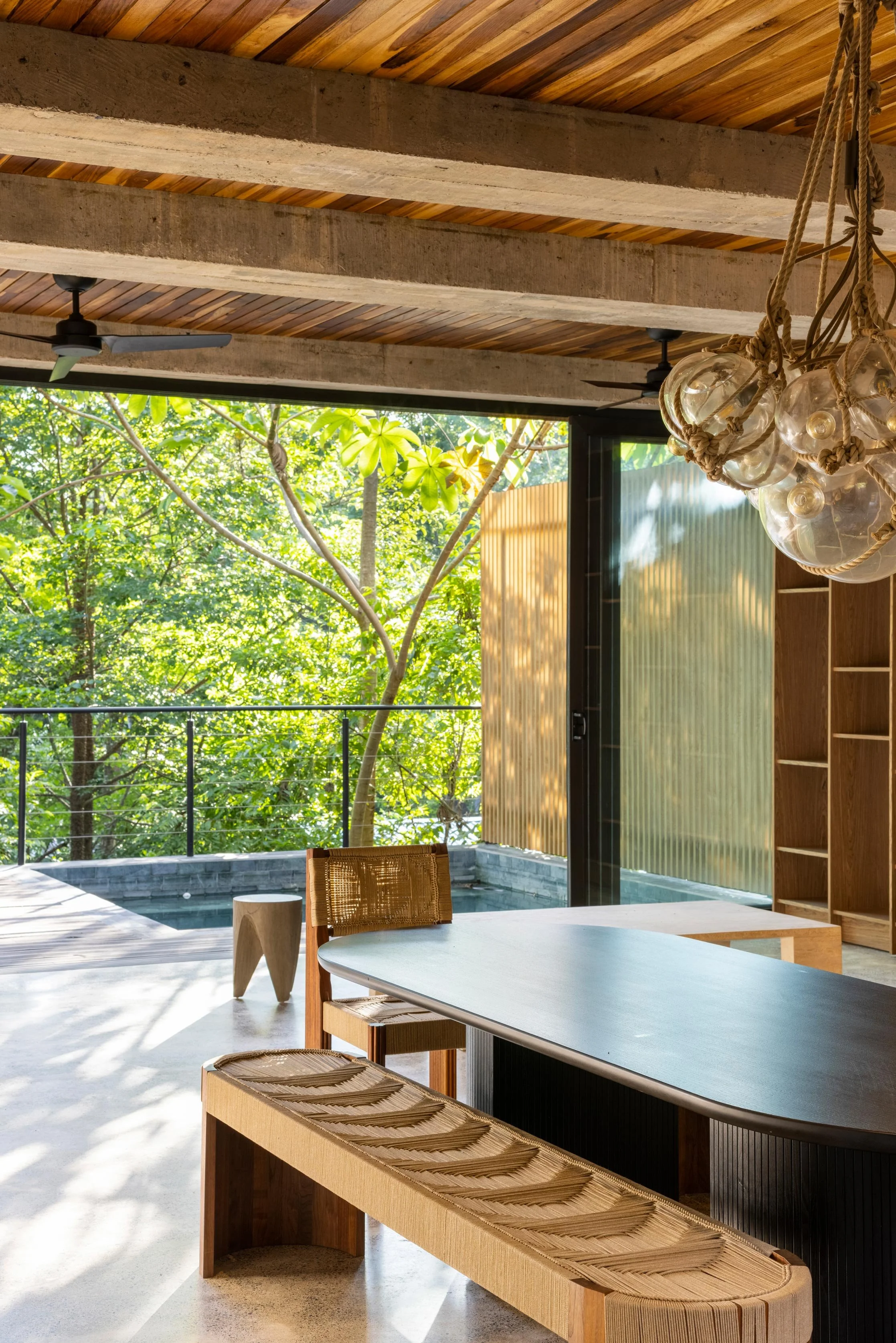 Casa Jungla terrace and plunge pool in Santa Teresa, Costa Rica, with timber ceiling and forest views, by FAMM Arquitectura