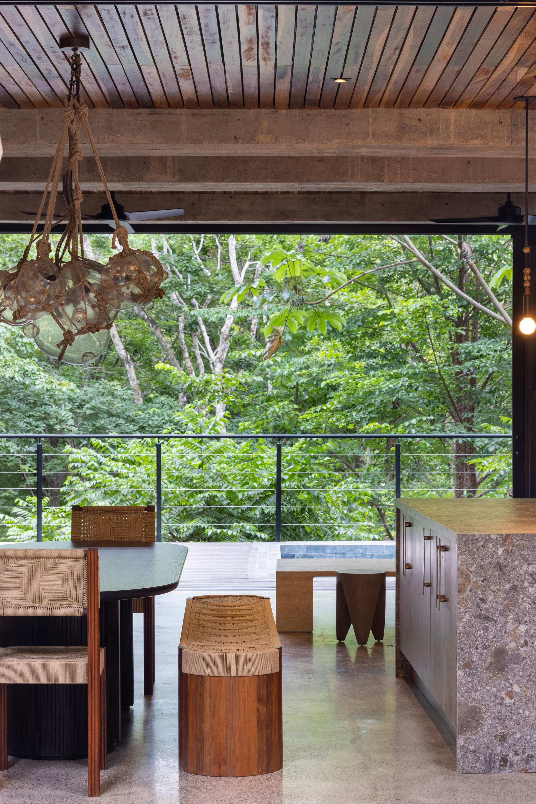 Casa Jungla terrace and plunge pool in Santa Teresa, Costa Rica, with timber ceiling and forest views, by FAMM Arquitectura
