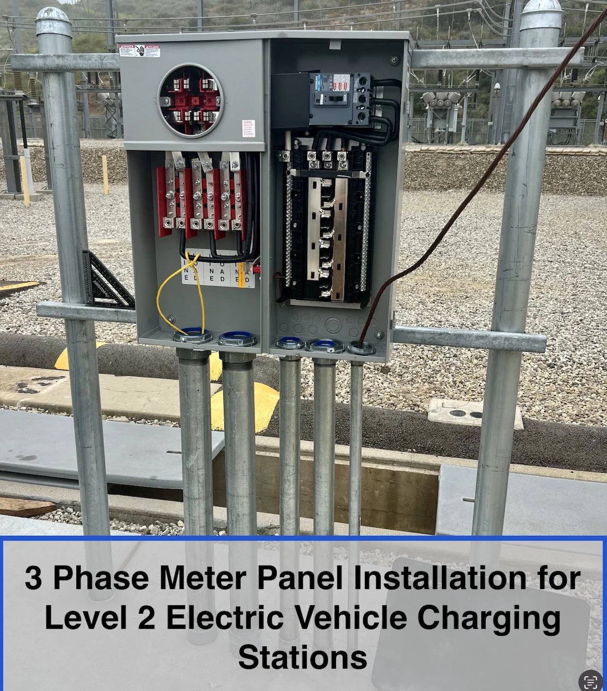 3 Phase Meter Panel Installation for Level 2 Electric Vehicle Charging Stations