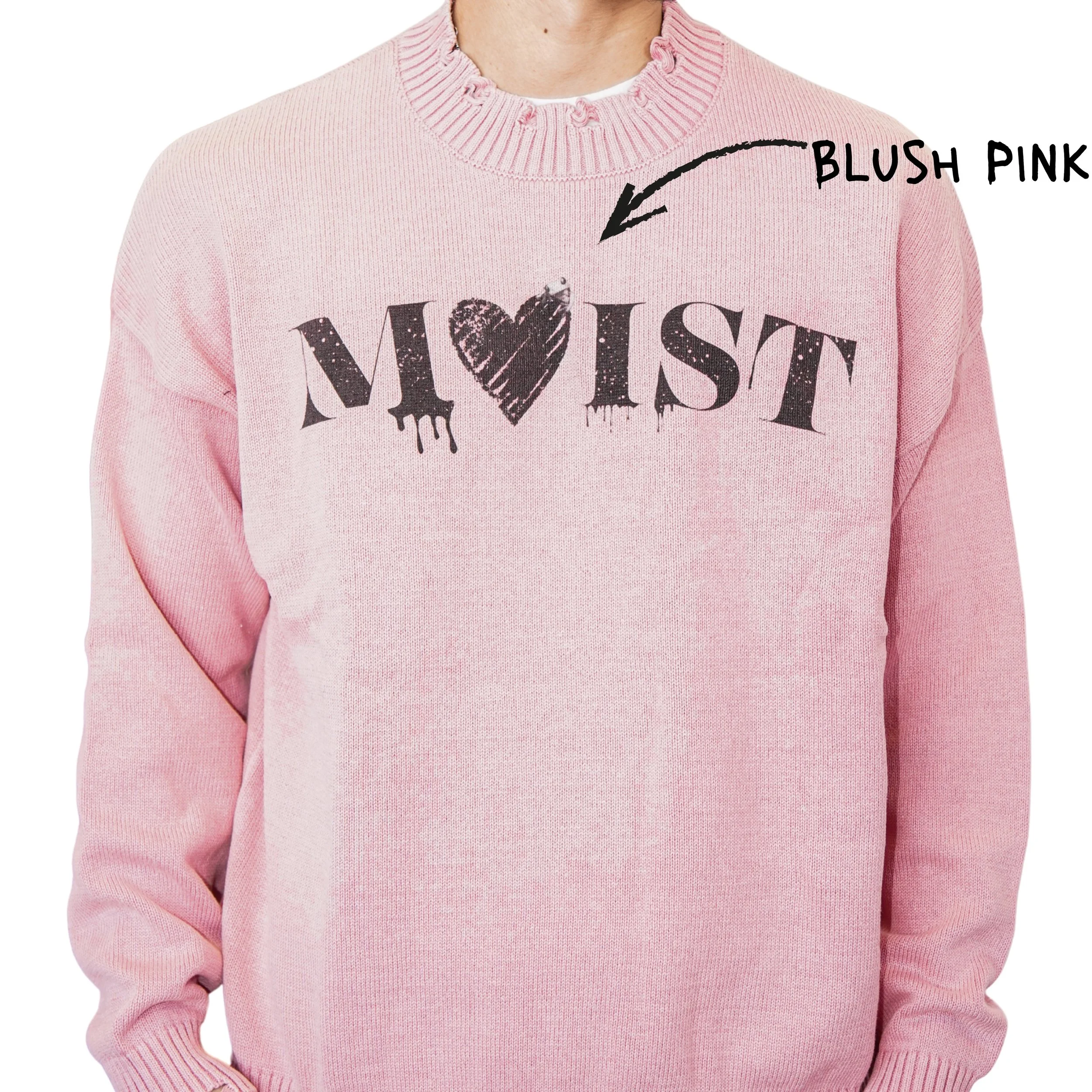 "Valentension" Vintage Washed Hand-Frayed Sweater