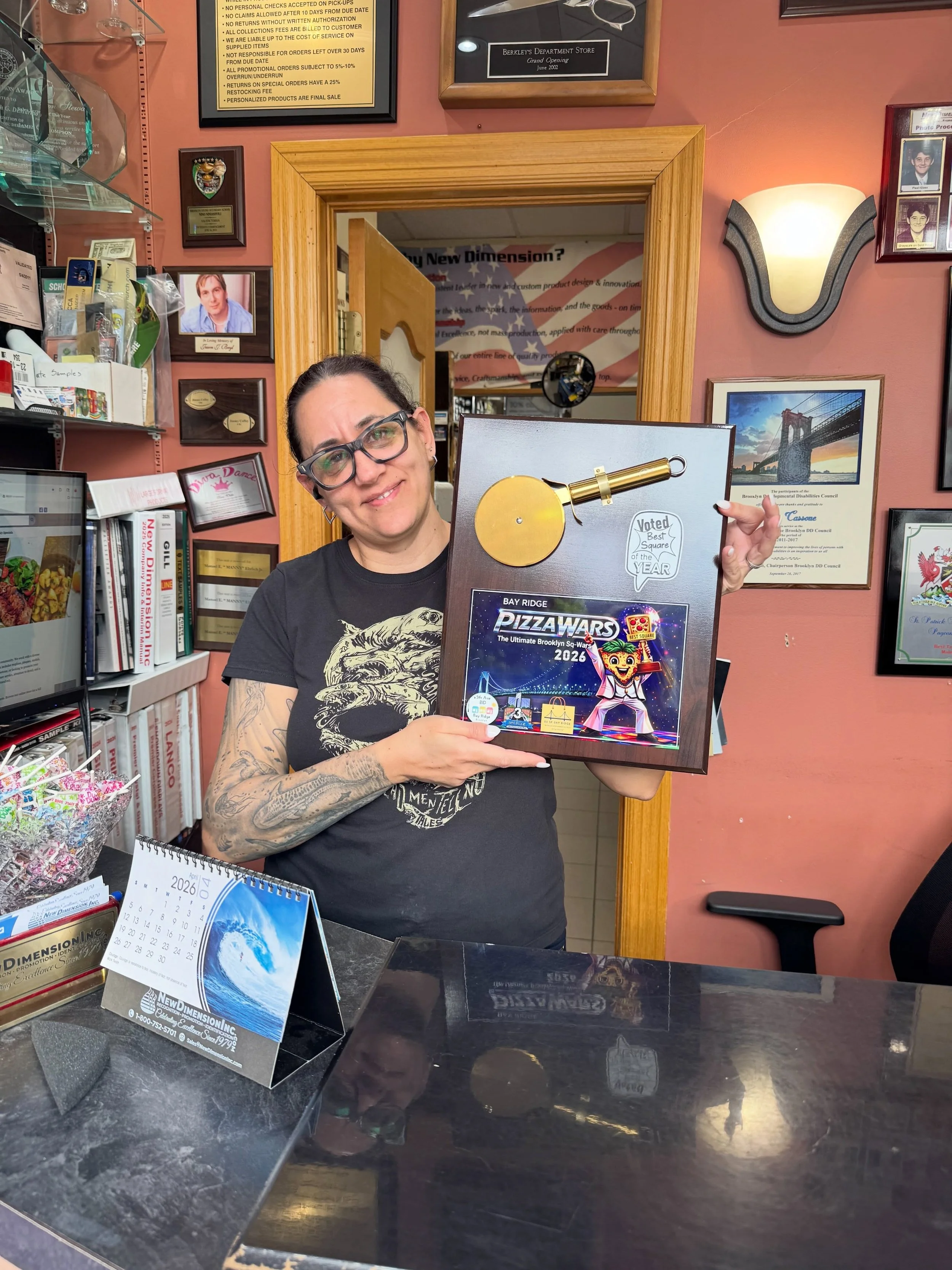 Thank you New Dimension @ndibrooklyn for always coming through for all of our events at @merchantsof3rdave ! Awards, 🏆 trophies, plaques, we know that we can always count on your professionalism! 

Now, the question is&hellip;where will the 2026 Piz