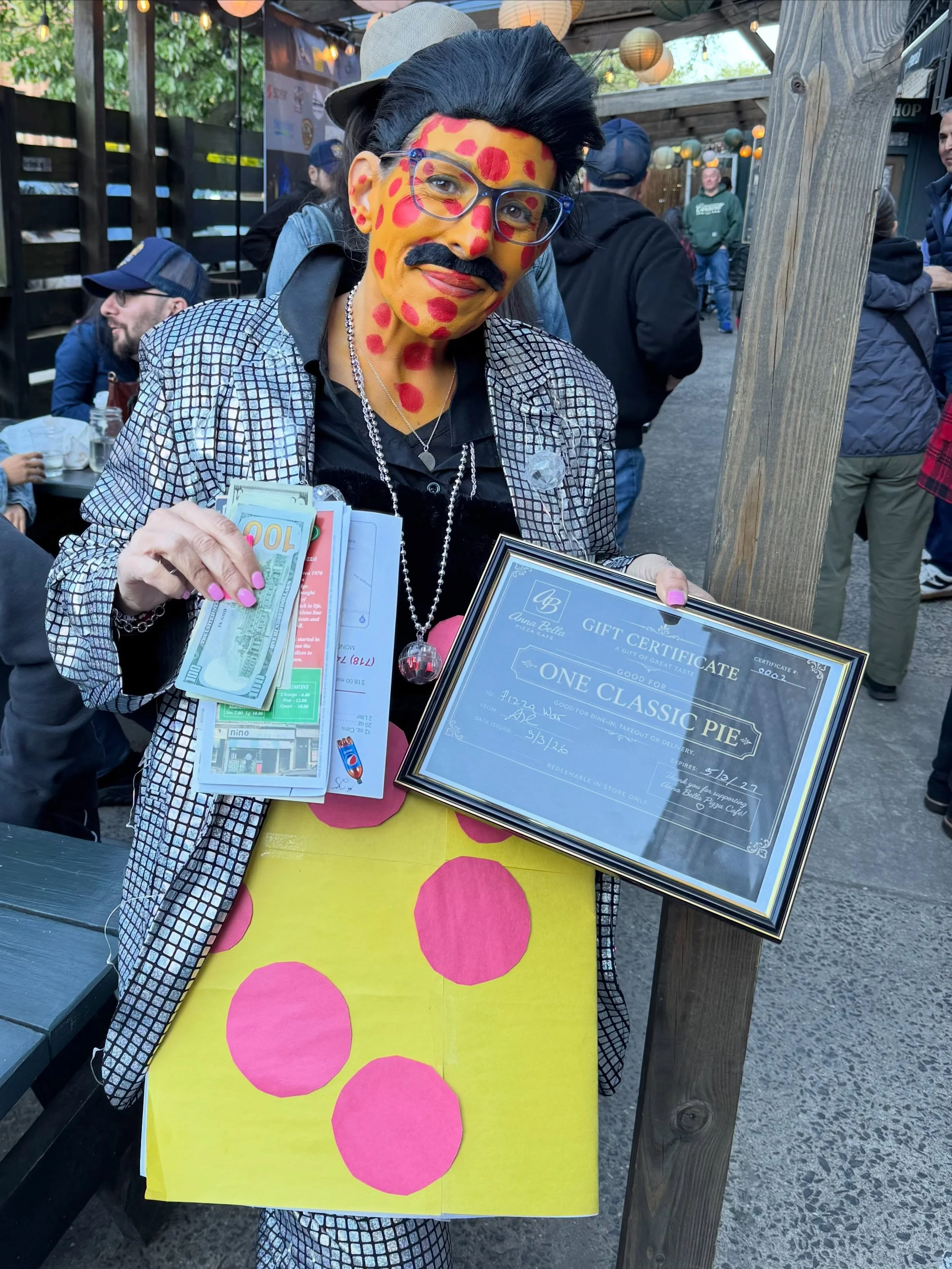 🪩🍕 CONGRATULATIONS TO OUR PIZZA WARS COSTUME WINNERS! 🍕🪩

A huge shoutout to Theresa, who brought the disco energy and took home our $150 costume prize &mdash; plus 12 pies from our 12 amazing Pizza Wars pizzerias! 🏆✨She also took 1st last year!