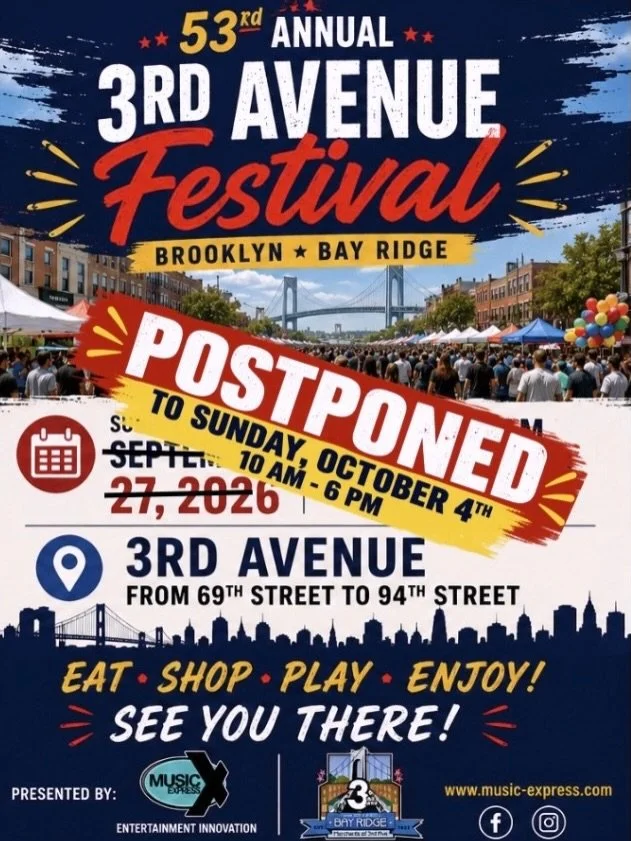 URGENT UPDATE: Due to anticipated heavy winds and torrential rains on Sunday, the 53rd Annual Third Avenue Festival has been POSTPONED! 😢 ⛈️ 

That&rsquo;s the bad news. The good news is that the Merchants of Third Avenue Civic Improvement Associati