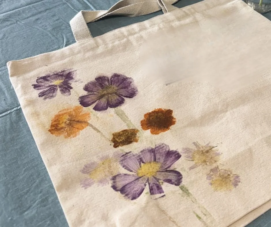 Flower Printing on Tote Bags @ Fiber Fest