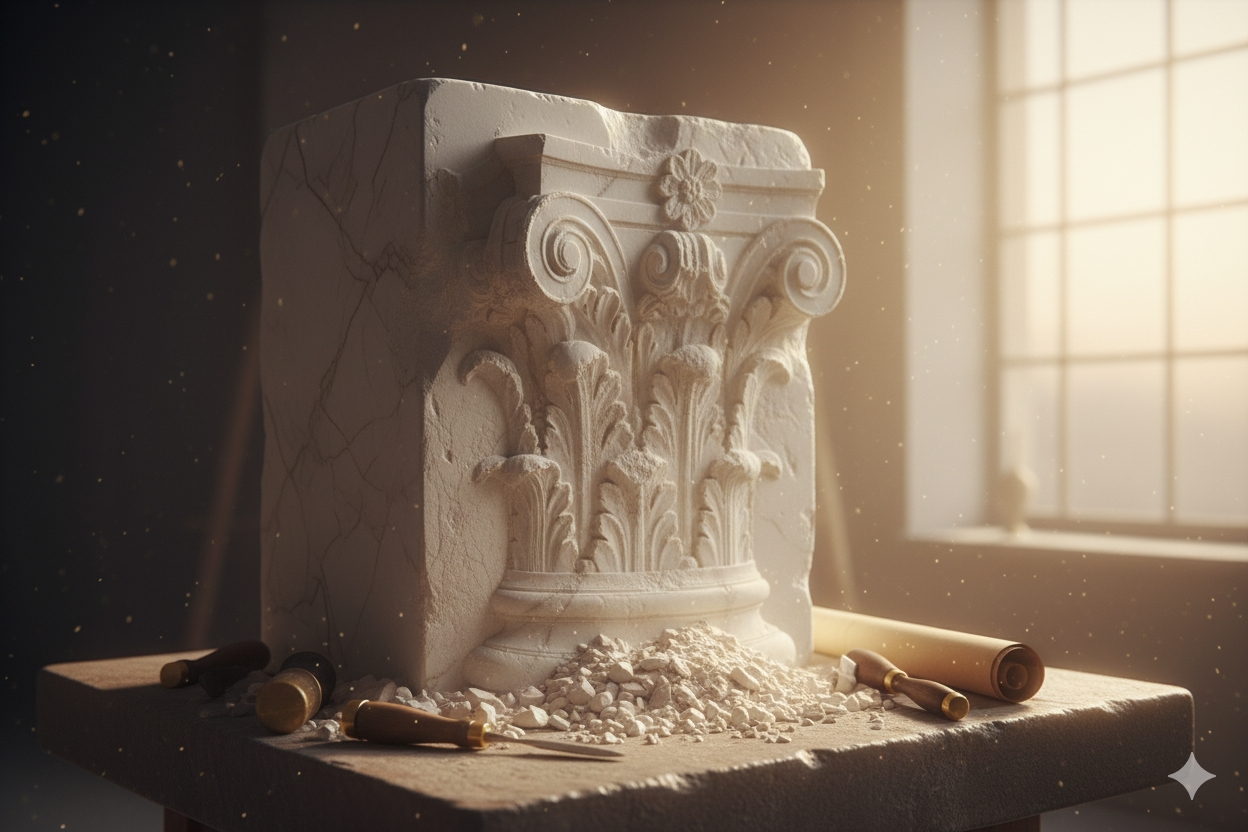 Marble capitol still being carved