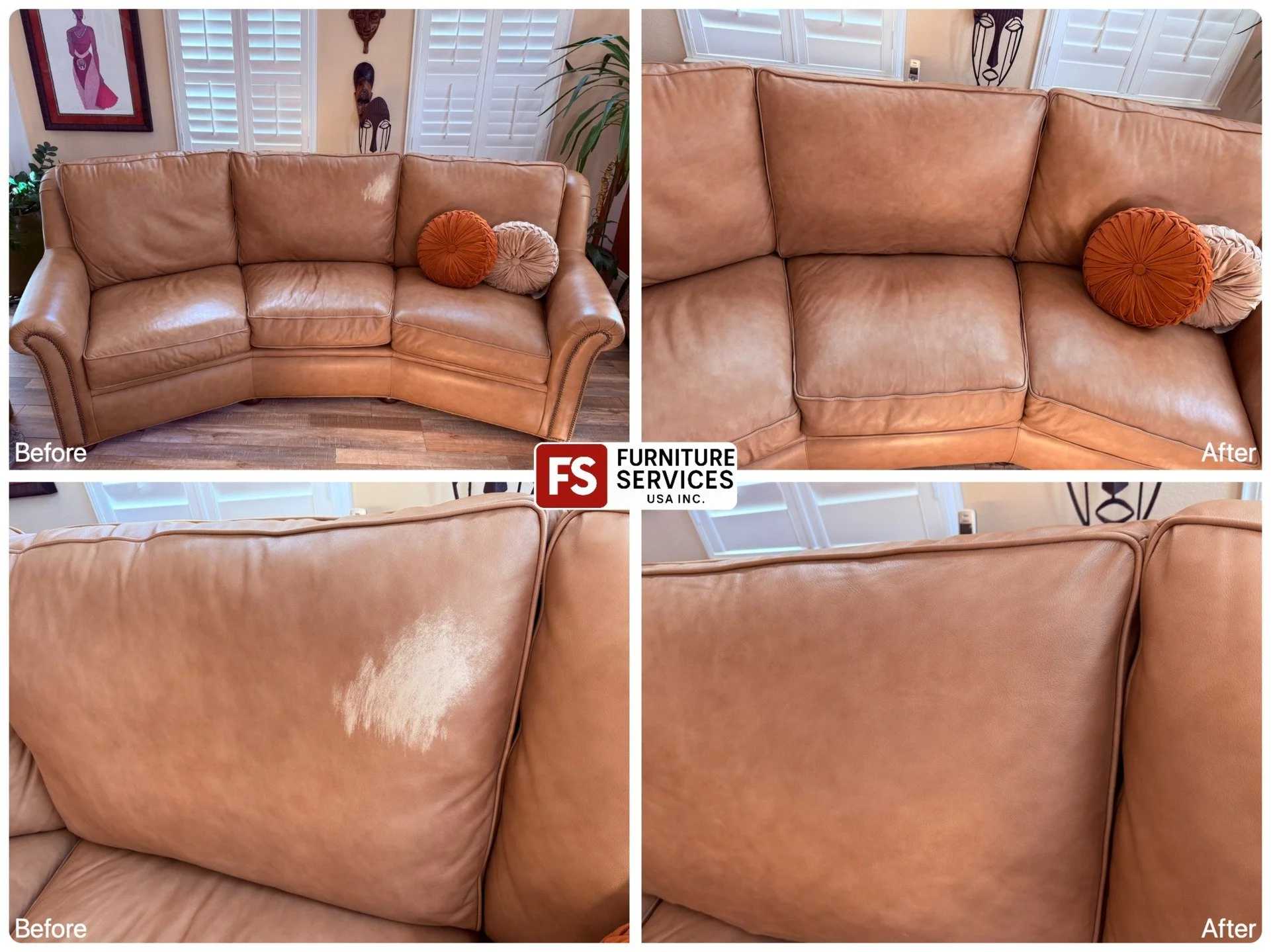 Discoloration? We redye to perfection! ✨
Fading and discoloration can significantly age your leather sofa. We specialize in expert leather color restoration, meticulously repairing the damaged areas and then redyeing the leather with a custom-matched