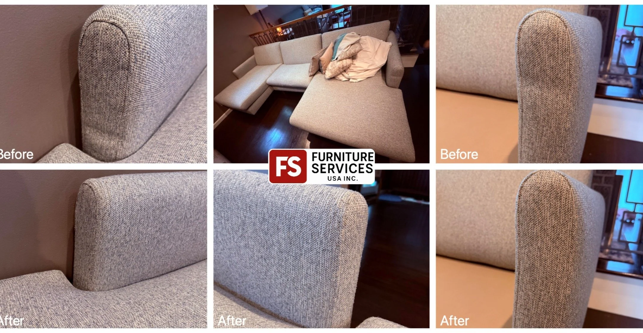 Unboxing damage? We fix those dents! 👋
New furniture can arrive with unsightly indented fabric and foam damage caused by tight packaging and shipping pressure. We specialize in upholstery restoration, carefully working the foam and fabric to restore