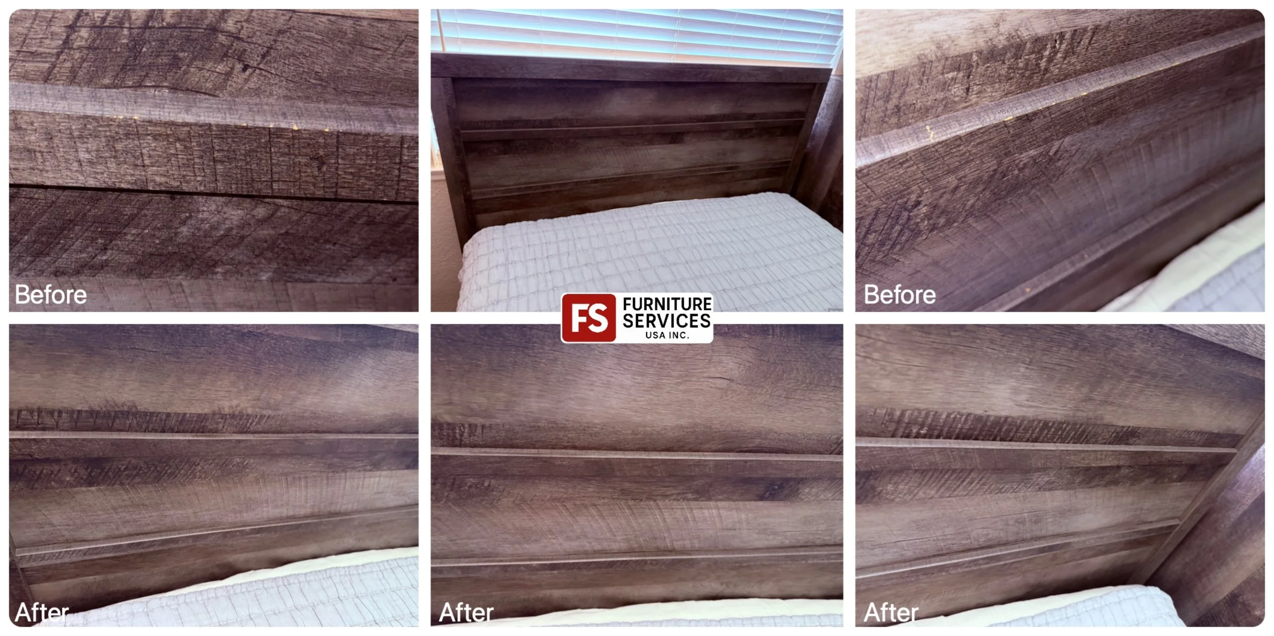 Chips and peeling finish are history! 👋
Damage to your headboard's finish can ruin the entire look of your bedroom. We specialize in expert wooden finish repair, meticulously fixing chips and peeling areas to seamlessly match the original rustic gra