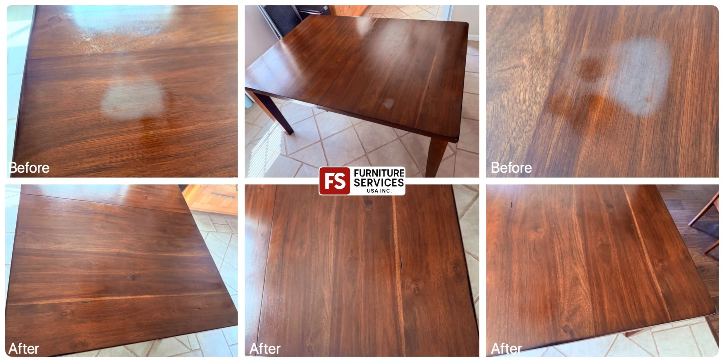 Say goodbye to heat marks and white rings! 🚫
Accidental heat damage leaves unsightly white marks on wooden finishes. We specialize in expert heat mark removal, meticulously restoring the damaged area to seamlessly blend with the original, beautiful 