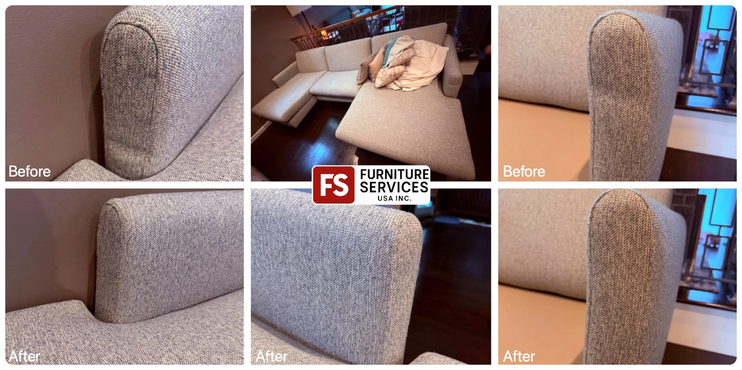 Unboxing damage? We fix those dents! 👋
New furniture can arrive with unsightly indented fabric and foam damage caused by tight packaging and shipping pressure. We specialize in upholstery restoration, carefully working the foam and fabric to restore
