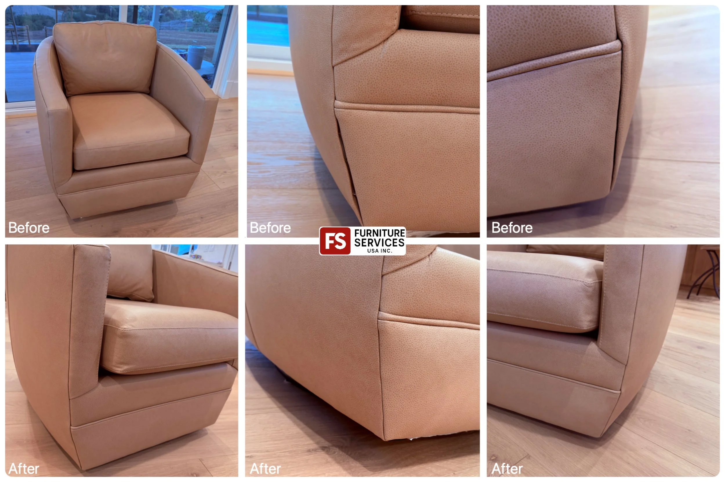 Leather Side Panel Fixed! ✅
We professionally repair and secure separated leather panels, restoring the clean lines and integrity of your chair.
Looks brand new again.