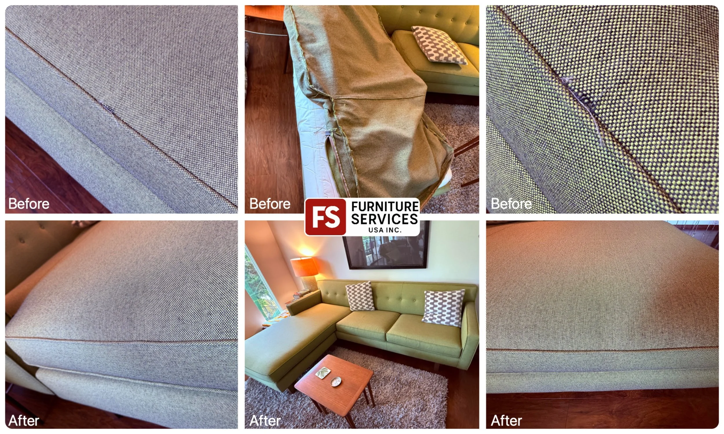 Fabric coming apart? We secure the stitch! 🪡
When fabric upholstery begins to separate (as seen in the "Before" photos), professional intervention is needed to stop the damage from spreading. We expertly repair the separation and reinforce the stitc