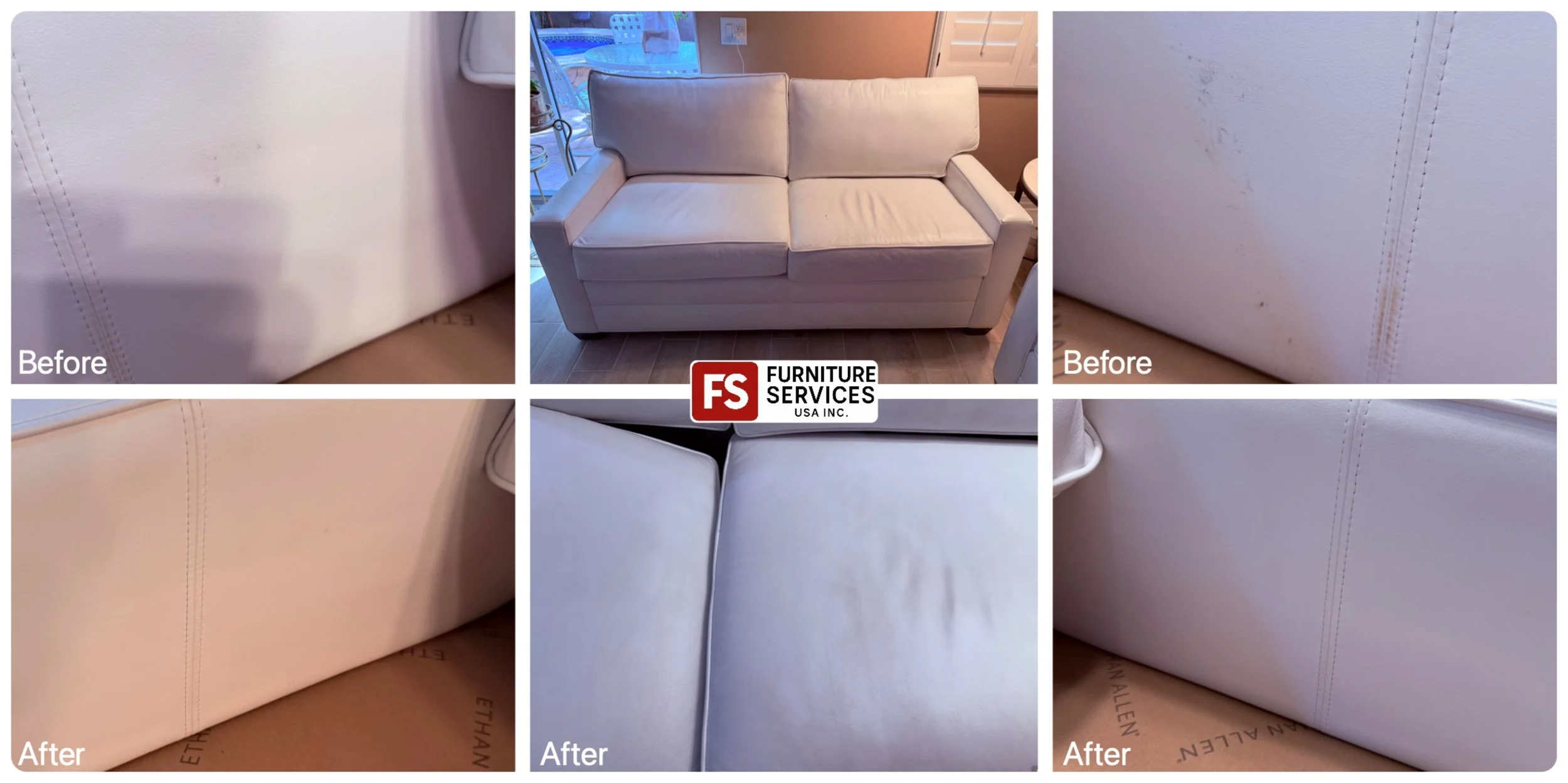 Stains Removed, Color Restored! ✨
White leather is beautiful, but prone to visible stains and discoloration. We specialize in expert leather stain removal and precise color restoration, carefully cleaning and redyeing the affected areas to bring back