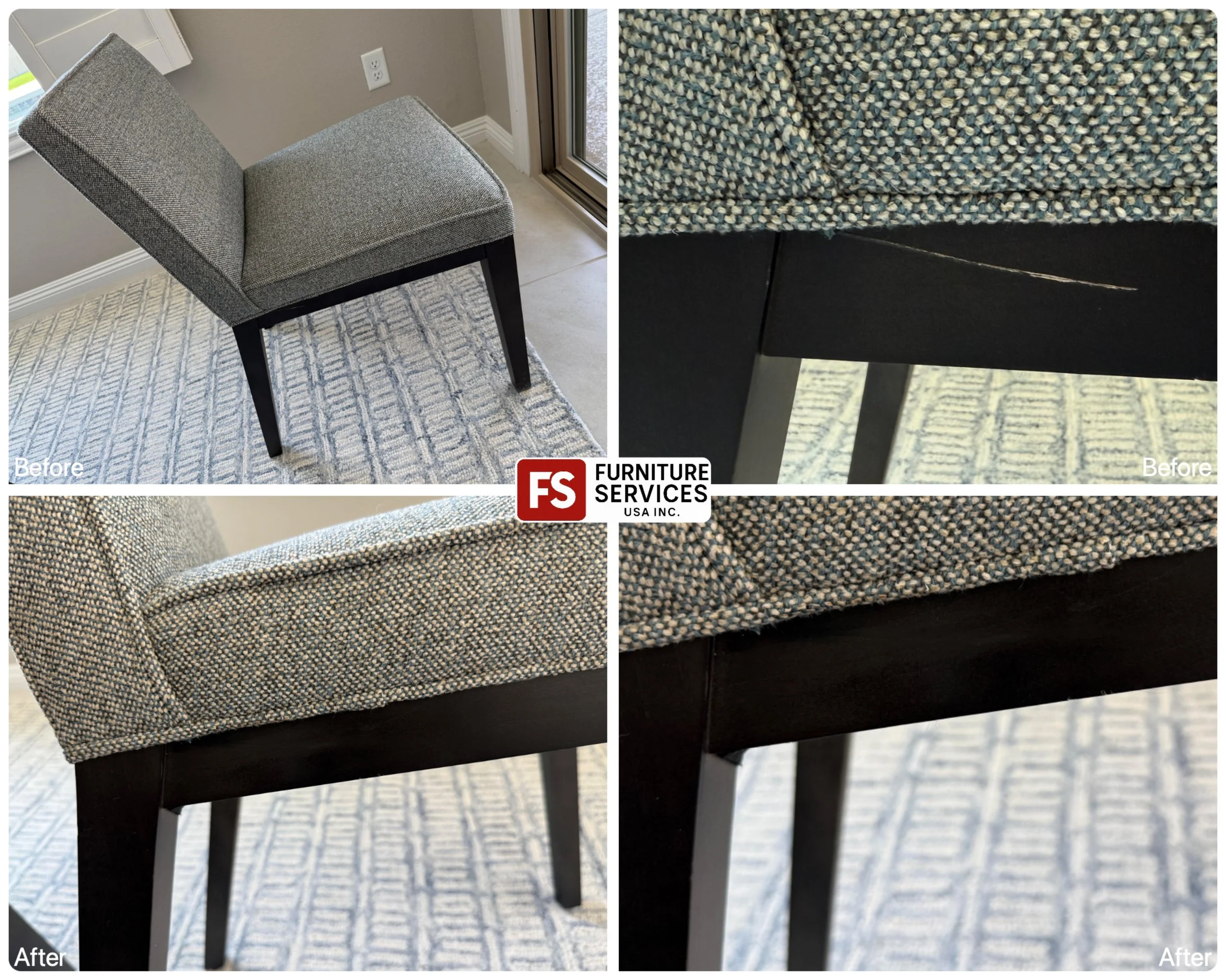 Deep scratches? No problem for our experts! 
Unsightly scratches on furniture legs can detract from an otherwise beautiful piece. We specialize in precision deep scratch repair and color matching for wooden furniture, making damage virtually disappea