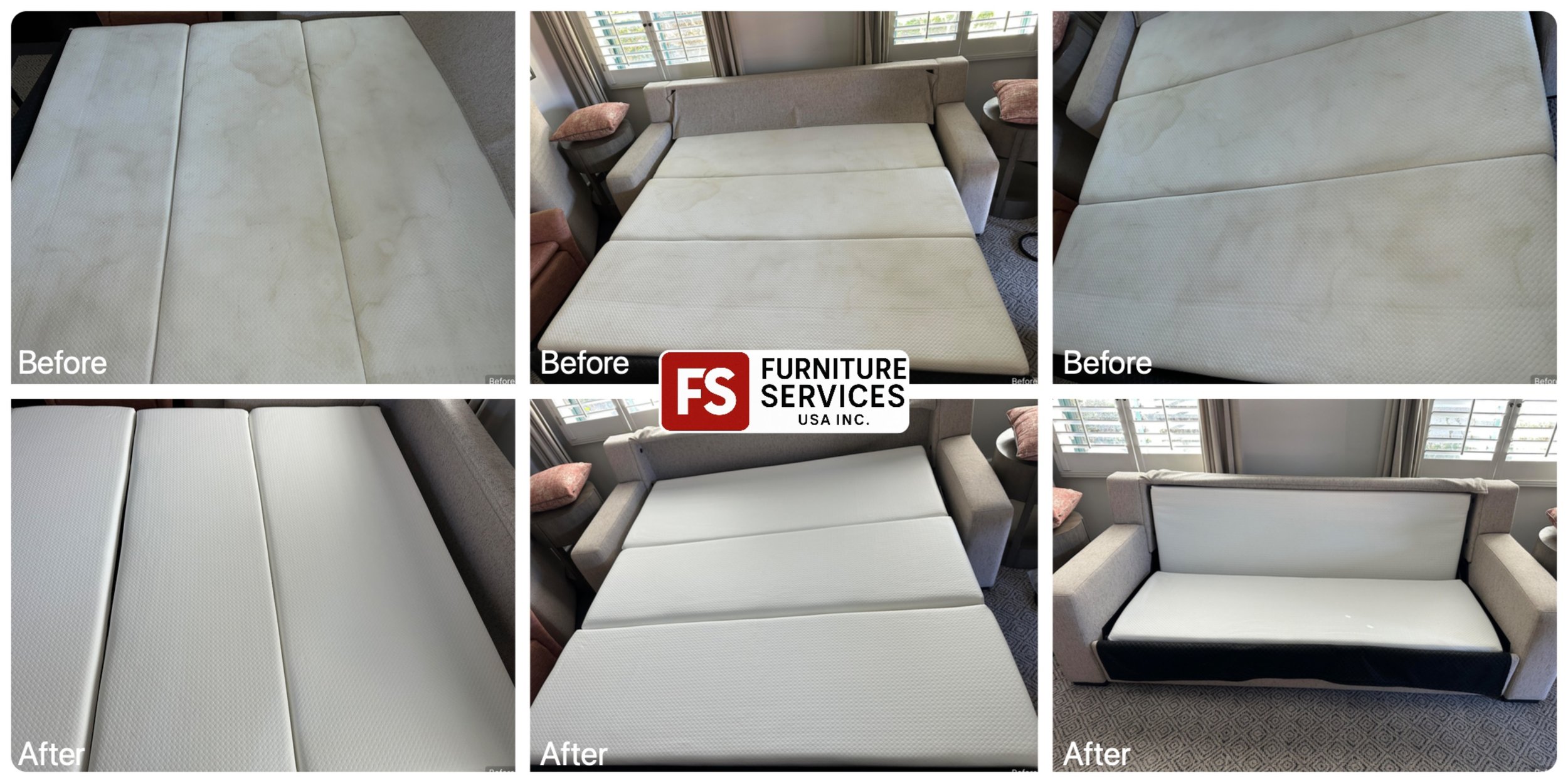 Sofa Bed Revival!
Those stubborn mattress stains are no match for our professional cleaning service. We restore the mattress pad to a bright, clean white, extending the life and comfort of your sofa bed.

Contact us today to refresh your sofa and mat
