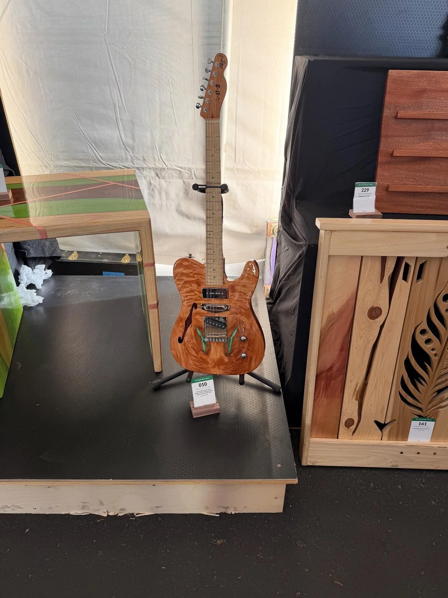 Had a great time at the Copper State Woodworkers Show today. Didn&rsquo;t take home any prizes but found a killer piece of bookmarked curly maple and saw some really incredible wood projects, humbled to see so many talented artists and their work. 
.