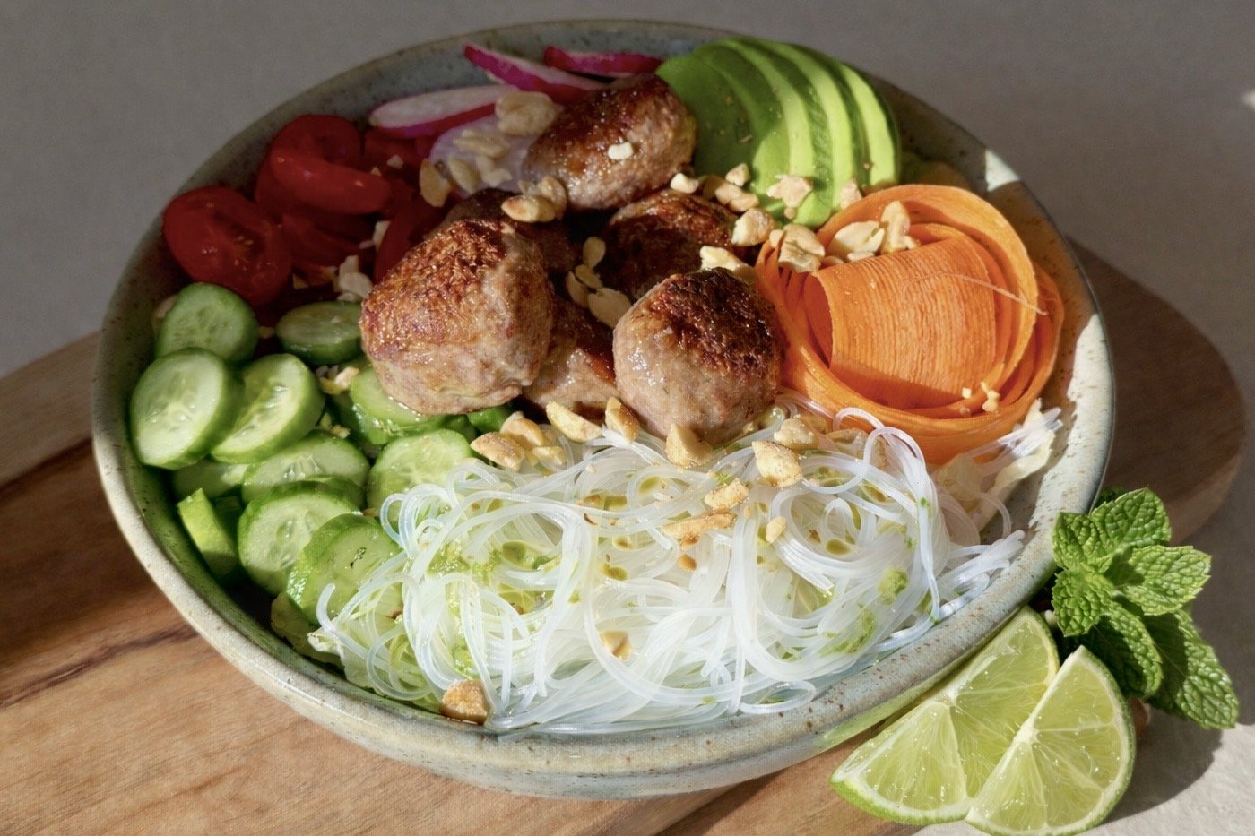 Vietnamese-Inspired Meatball Vermicelli Salad
