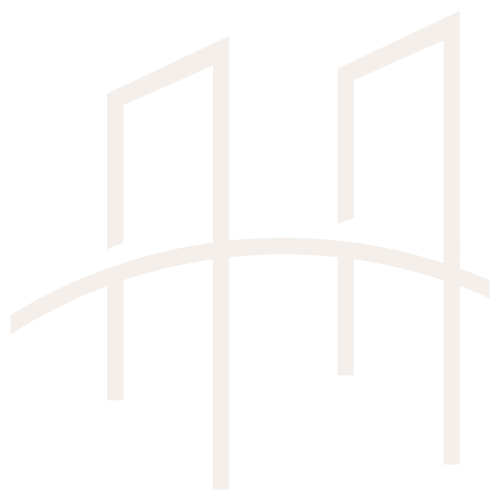 Icon of a bridge with three towers and curved roadway