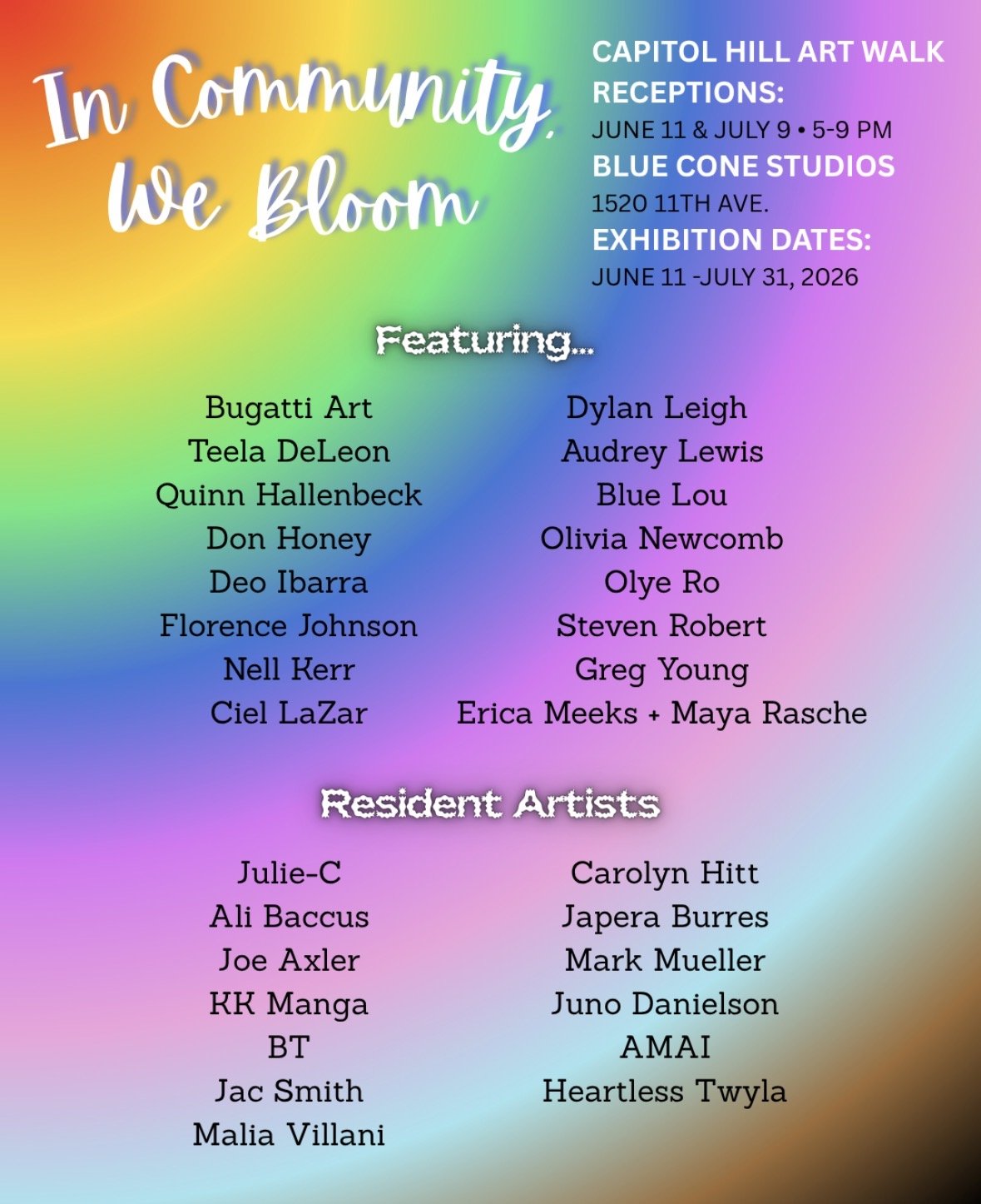 brightly colored poster about art show on capitol hill seattle