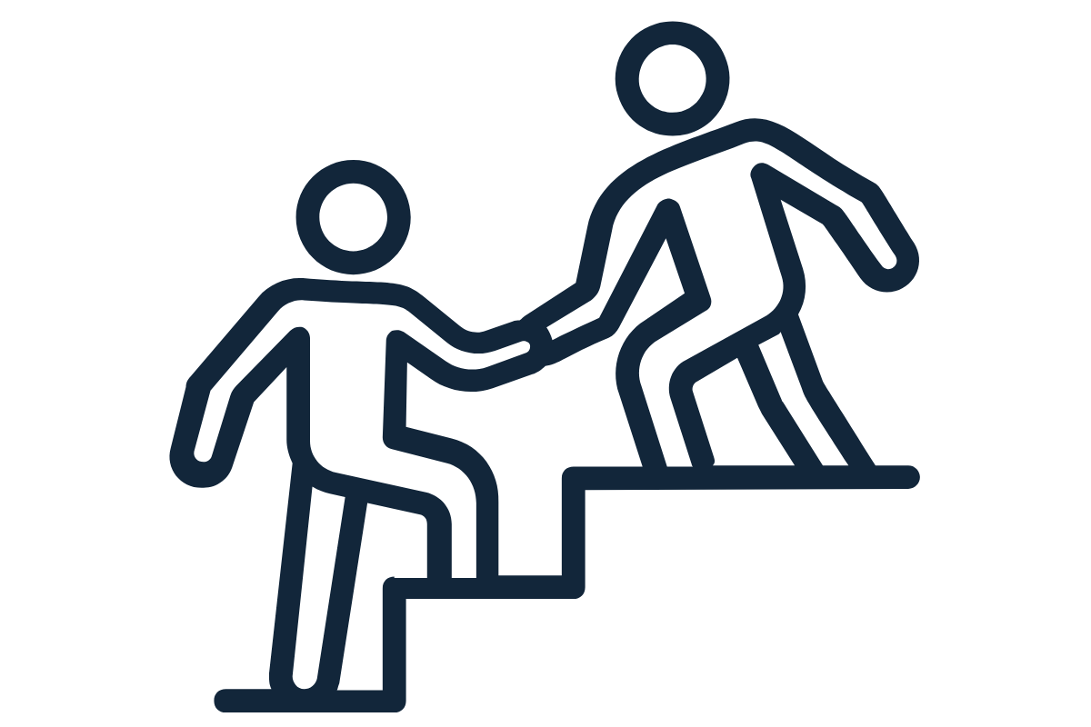 helping someone up the stairs