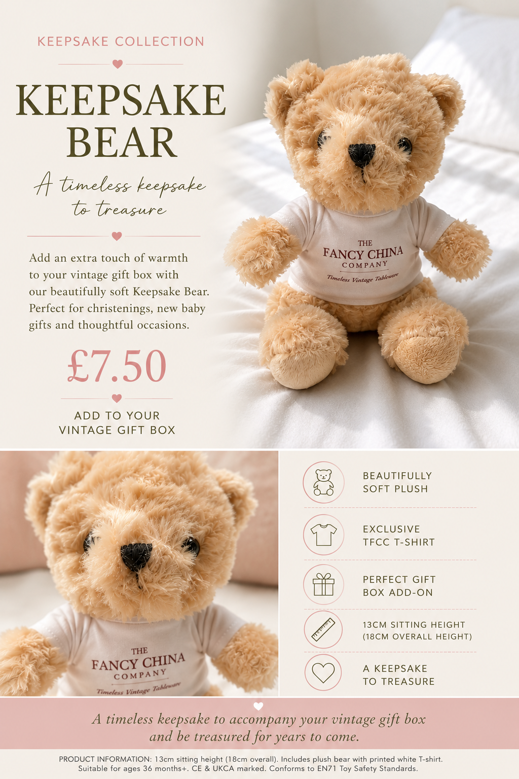 Keepsake Teddy Bear – Vintage Gift Box Extra
