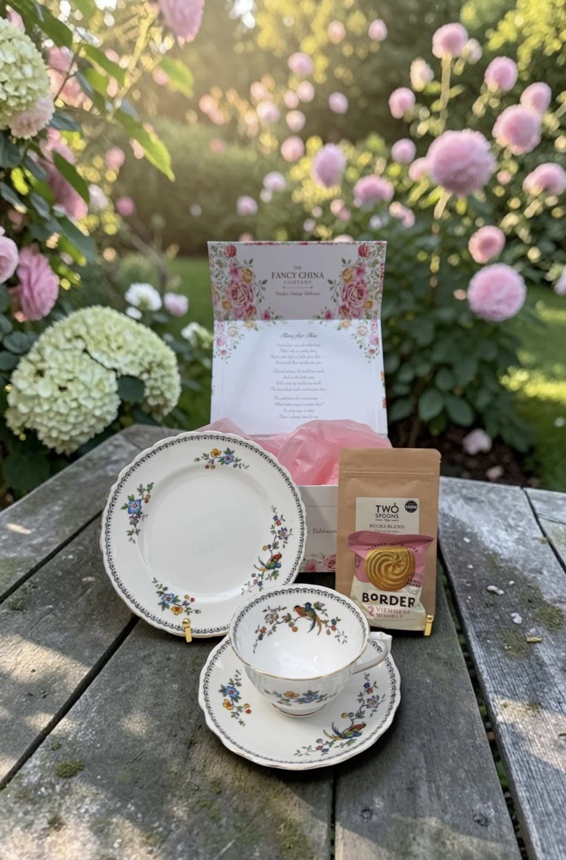 Tuscan “Bird of Paradise” Vintage China Tea Gift Box – 1920s Trio