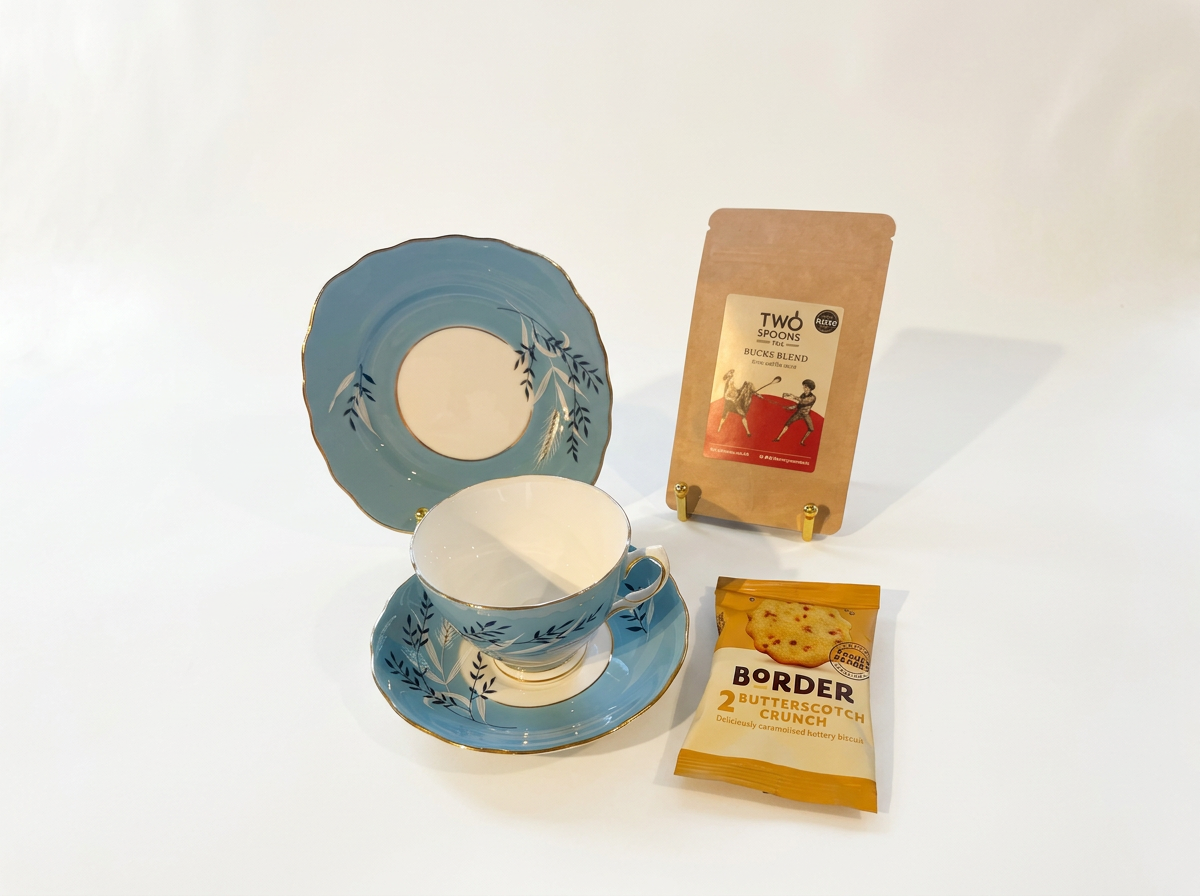 Colclough "Turquoise Leaf" Vintage Tea Gift Box for One - 1960's Bone China