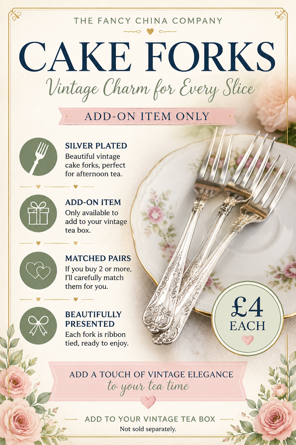 Vintage Silver-Plated Cake Fork – Gift Box Extra