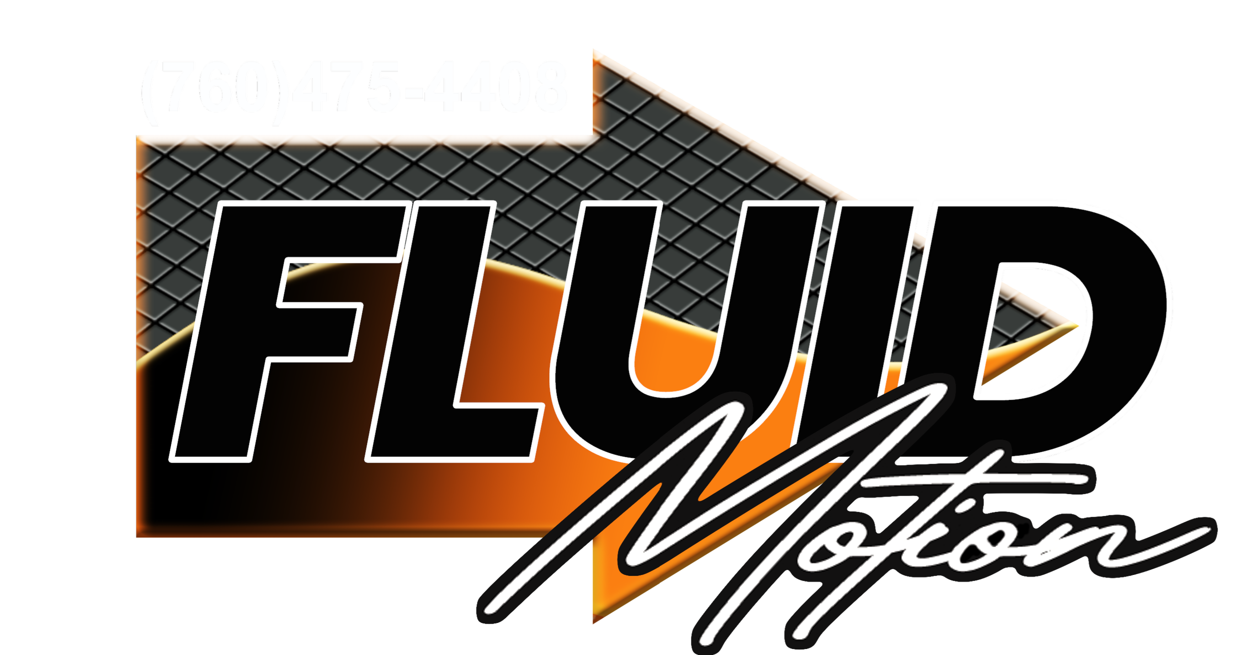 A logo for FLUID Night Bolton featuring a black background, stylized bold text, and a grid pattern with orange accents.