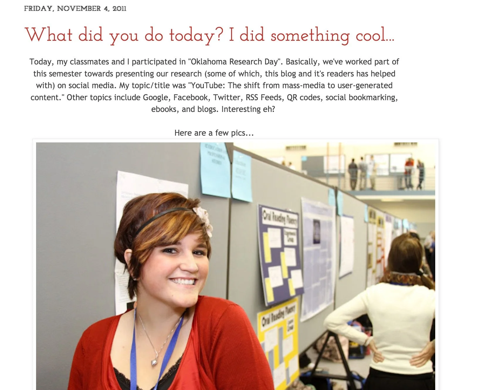 [2011] OK Research Day - Kylee Turner Blog Feature