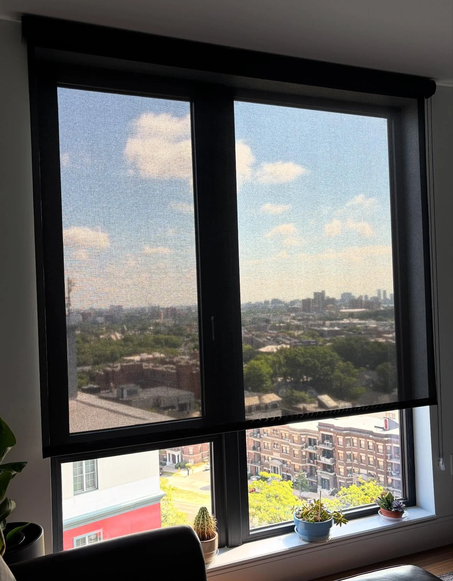 Check out this 5% Black Solar Shade with a view #boston #design #shades