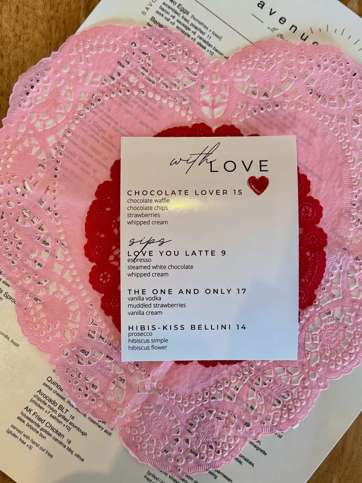 Poured with love - February sips are here💌. 
#avenuekitchen #housemade #cocktails #seasonaldrinks #phillyeatsgood