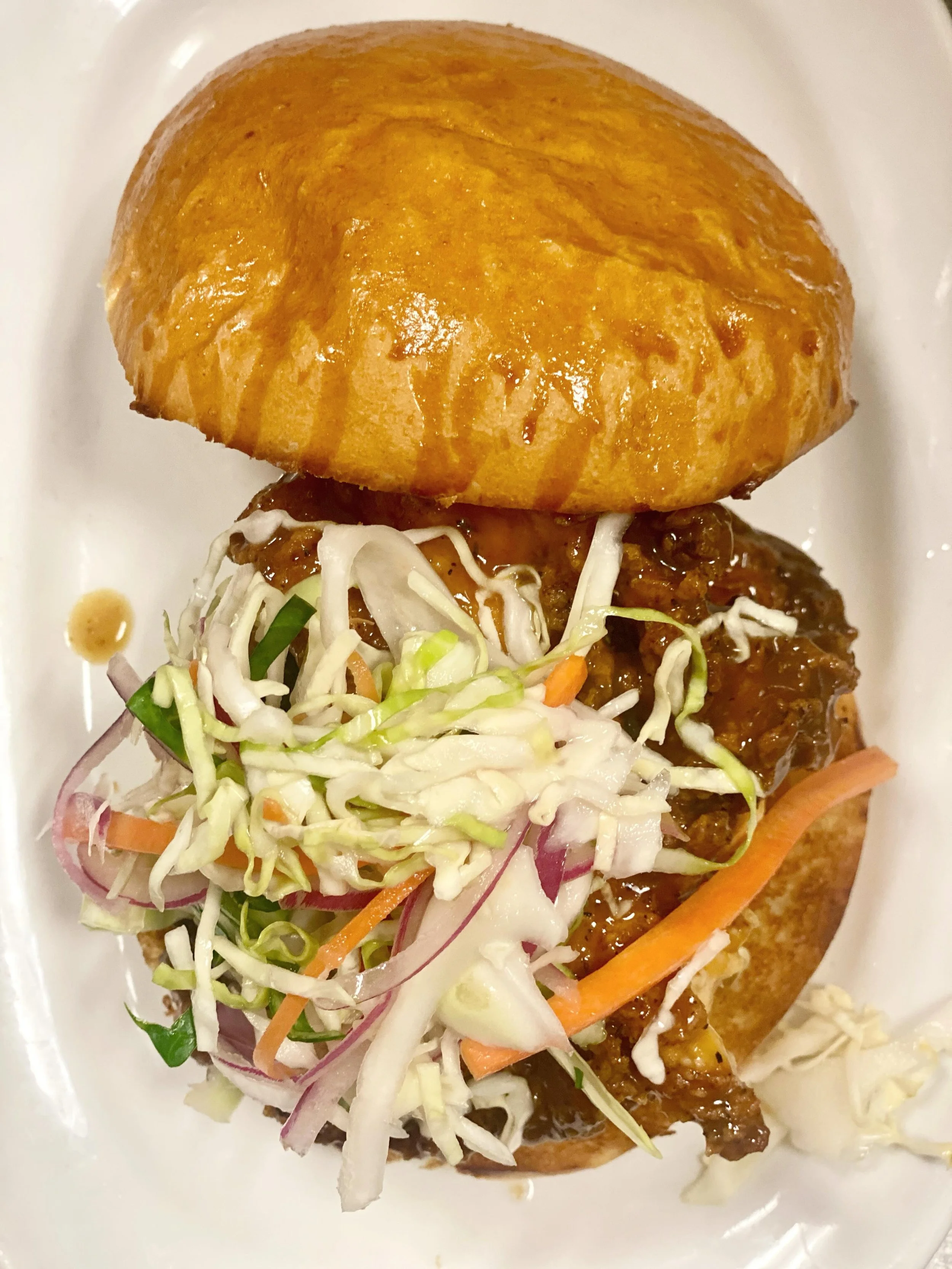 The crunch. The sauce. The slaw. 🔥 {southern fried chicken, carolina bbq, citrus slaw}